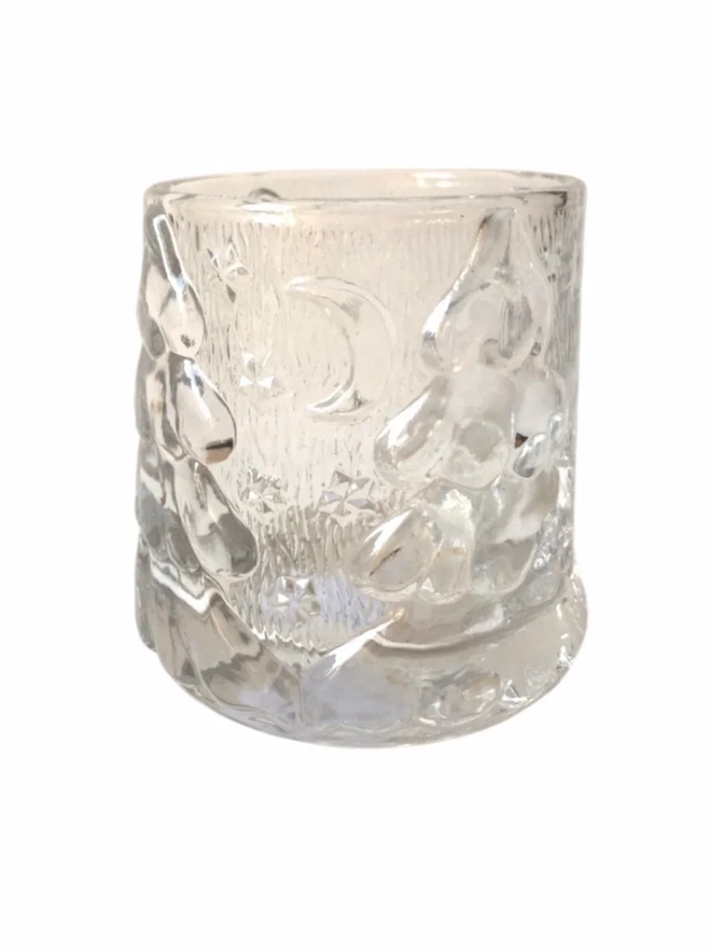 Vintage Indonesia Glass Votive Candle  Holders set of 2 - winter moon Christmas
